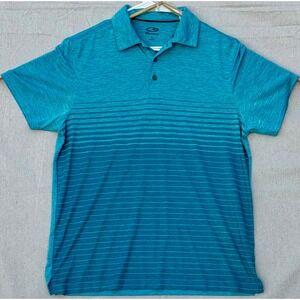C9 Champion Mens Teal Blue Space Dye Striped Performance Polo Shirt Large L